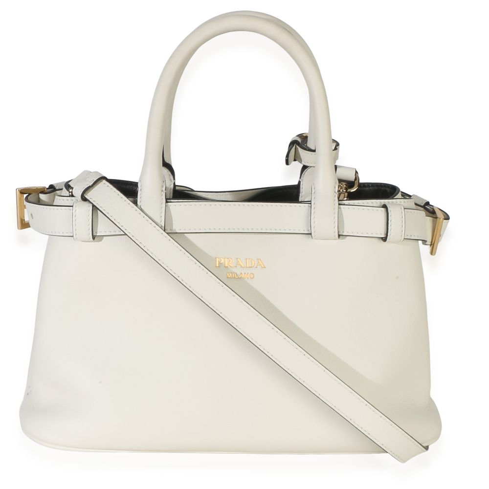 Prada White Nappa Small Belt Shoulder Bag